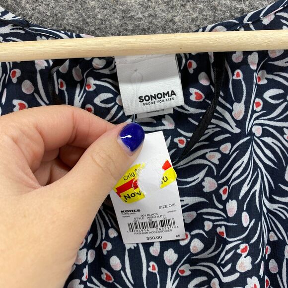 New Sonoma Dress Women Small Black Floral Belted Short Sleeve Open Front Casual - Picture 7 of 11